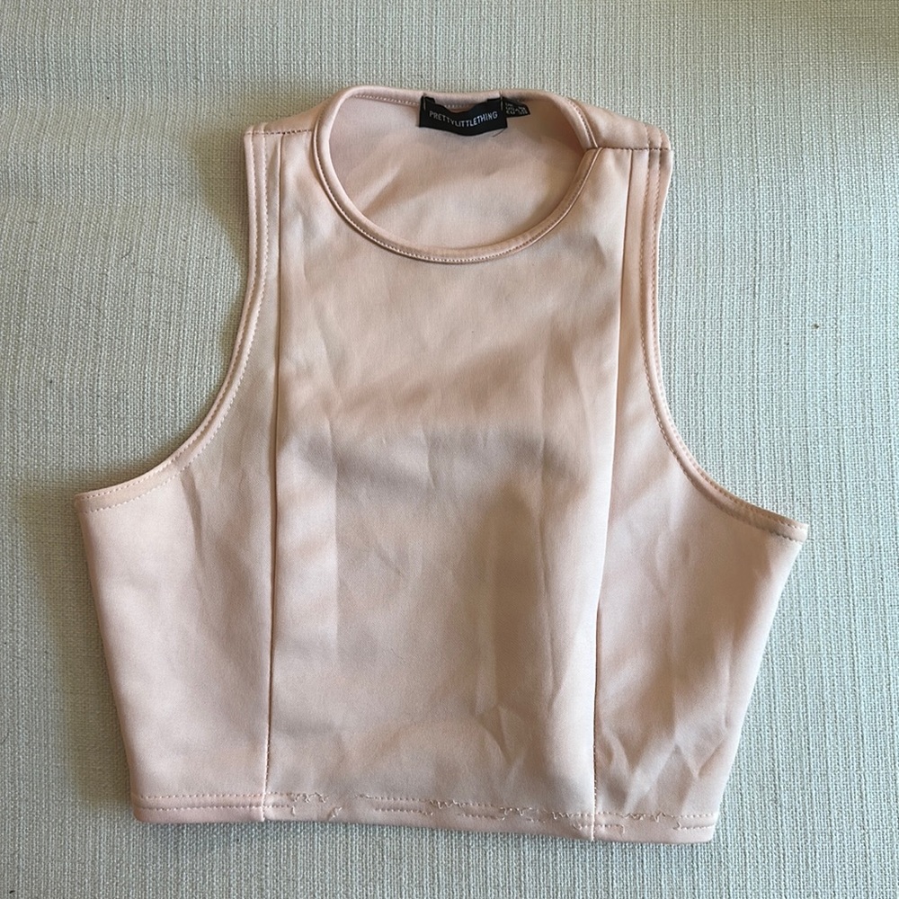 High neck baby pink crop top